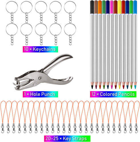 TUPARKA 60 Pieces Heat Shrink Plastic Sheet Kit, Including 10 Pieces Blank Shrink Film Paper and 5 Pieces Shrink Art Paper with Pattern, Punch, Ke...