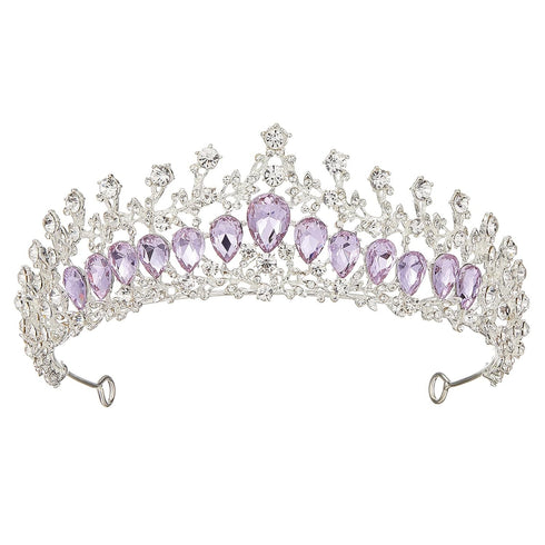 AW BRIDAL Tiaras and Crowns for Women Purple Crystal Princess Tiara - Queen Crown Headband for Halloween Costume Party Prom Wedding Christmas Hair...