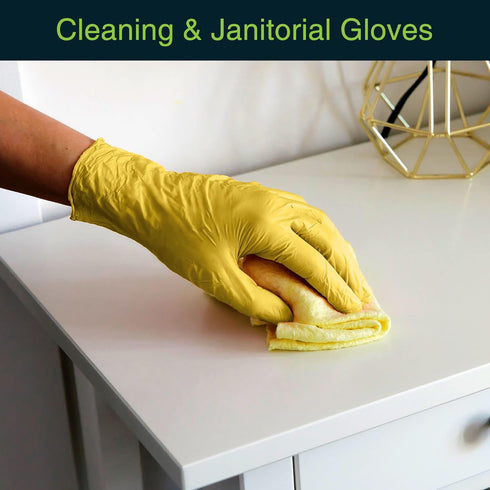 FifthPulse Yellow Nitrile Disposable Gloves - 50 Count - 3 Mil Nitrile Gloves Medium - Powder and Latex Free Rubber Gloves - Surgical Medical Exam...
