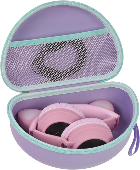 Headphone Case for Riwbox CT-7 Pink/for Jack CT-7S Cat Green 3.5mm/ for iClever IC-HS01/for Picun/for FosPower Bluetooth Wireless Over-Ear Headpho...