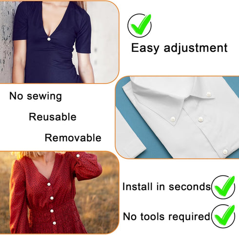 10 Sets Pearl Buttons No Sew Easy Brooch Button Removable Reusable for Shirt Coat Dress Crafts Clothes Buttons...