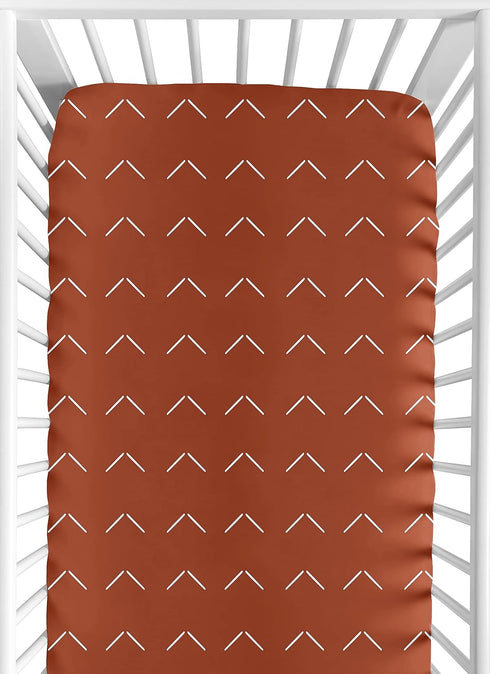 Sweet Jojo Designs Boho Arrow Boy Girl Fitted Crib Sheet Baby Toddler Bed Nursery - Burnt Orange Rust Modern Bohemian Farmhouse Southwest Shabby C...