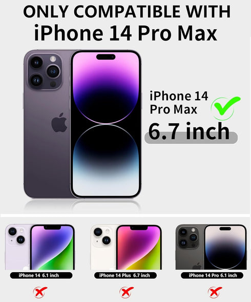 for iPhone 14 Pro Max Case 6.7" with Belt Clip Holster Kickstand, 2 Screen Protector & 2 Camera Lens Protector, Heavy Duty Full Body Protection Ph...