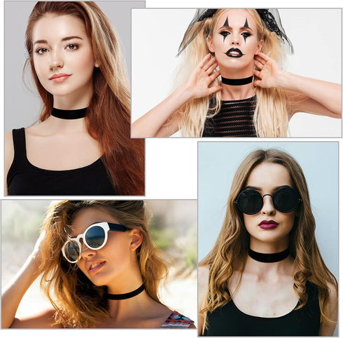 Yinkin 5 Pieces Classic Black Velvet Choker Necklace Soft Women's Choker Necklaces Black Choker Necklace for Women Wide Black Velvet Choker for Wo...