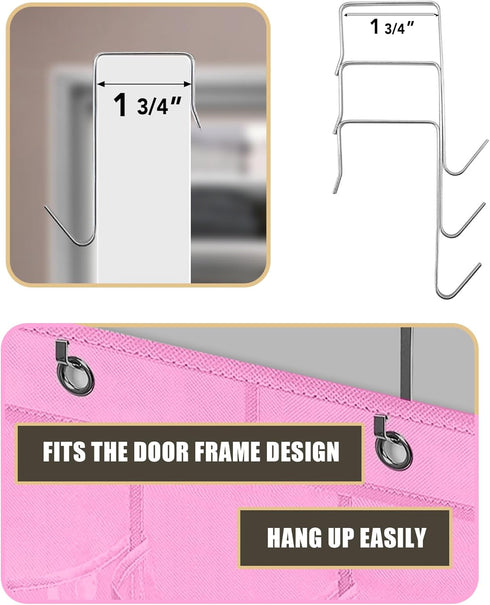Over The Door Shoe Organizer - Space Saving Shoe Rack for Closet Door with 24 Pockets and Hook, Shoe Holder Back of Door Organizers for Shoes, Han...
