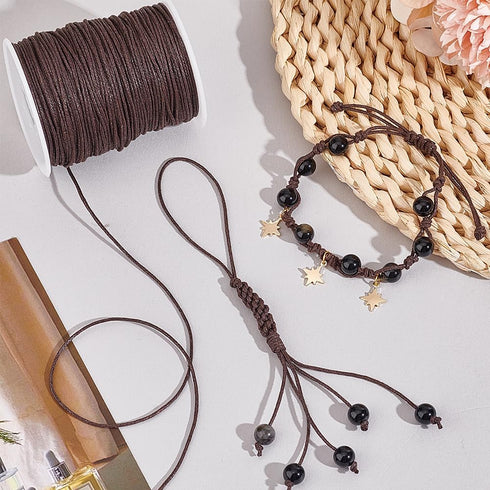 PH PandaHall 1mm Waxed Cord,100 Yards Waxed Cotton Cord Dark Brown Waxed Thread Beading String Waxed Craft String for Bracelet Necklace Jewelry Wa...