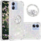 Phone Case for Samsung Galaxy A04E /A03/M04/F04,Shockproof Clear Quicksand Glitter with Bling Diamond Ring Stand,Cute Women Girls Case for Galaxy ...
