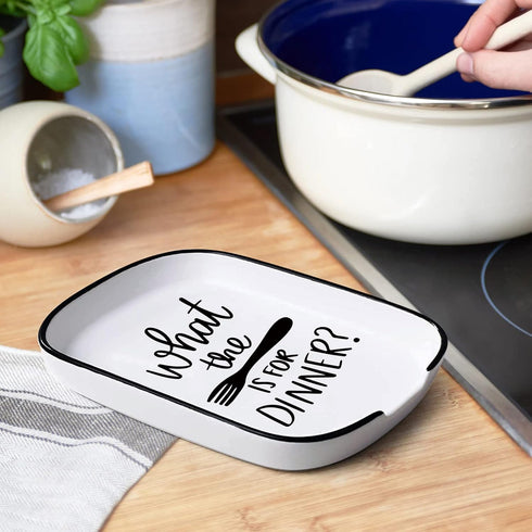 Ceramic Fork Spoon Rest What The Fork Is for Dinner, Functional Kitchenware Spoon Rest for Dinner Party, Dining Table, Kitchen Countertop or Stove...
