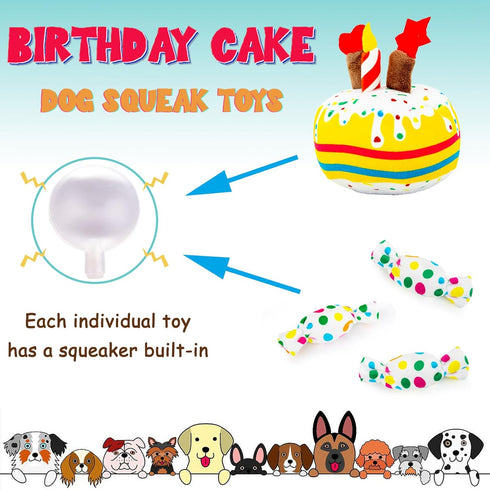 Dog Birthday Toy, Dog Birthday Cake Toy, Dog Birthday Gifts, Squeaky Plush Birthday Dog Toys for Small Medium and Large Dogs...
