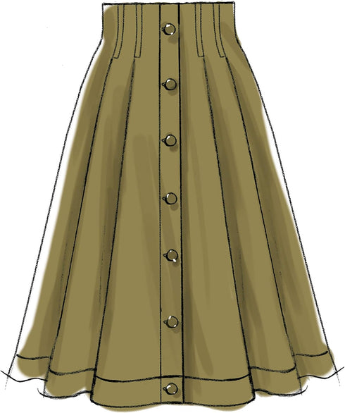 McCall Pattern Company McCall's Women's Knee Length Pleated Skirt, Sizes 14-22 Sewing Pattern...