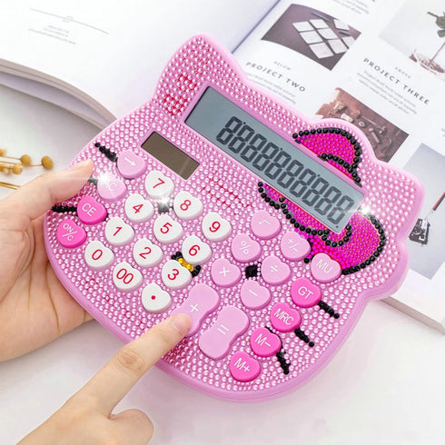 Hello Kitty Calculator, Xinyu Lighting Creative and Cute Solar Calculator, 12-Digit LCD Display, Suitable for Adults and Children, Solar and Batte...