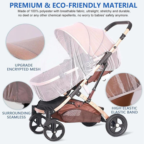 Mosquito Net for Stroller 2Pack - Protective Baby Stroller Mosquito Net - Perfect Bug Netting for Strollers, Bassinets, Cradles, Playards, Pack N ...