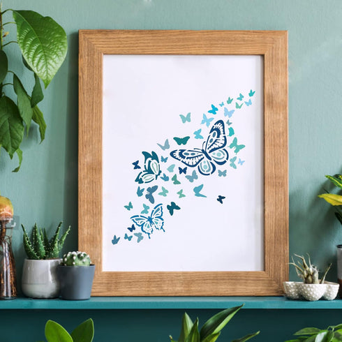 FINGERINSPIRE Butterfly Drawing Painting Stencils Templates (11.8x11.8inch) Plastic Butterfly Stencils Decoration Square Butterfly Stencils for Pa...