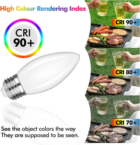 6Pack B11 E26 LED Candelabra Bulbs, 5W Equal 40 watt Edison Light Bulbs, Daylight White 5000K Dimmable Candle Bulb for Chandeliers, Ceiling Fan,Pe...