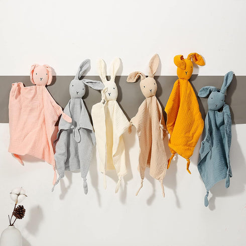 ZIGJOY Bunny Lovey Muslin Cotton Baby Security Blanket Soft Breathable Lovies for Babies Gifts for Newborn Infant Toddler Boys and Girls, Grey...