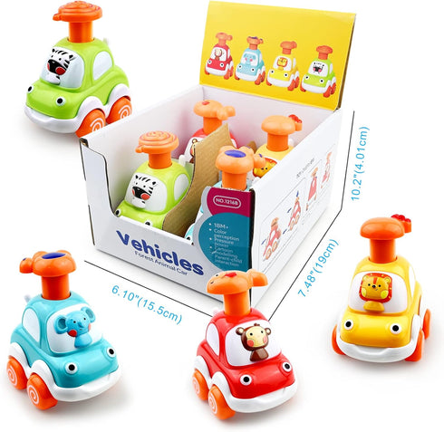 Baby Toy Cars for 1 +Year Old Boy - Toddler Toys Age 2 3 4 Year Old Boy Gifts, Animal Cartoon Press and Go Cars for Toddlers 2-4 Birthday Toys...