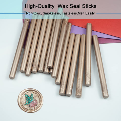 Wax Seal Stick, Zifospy 15 Pieces Glue Gun Wax Seal Sticks for Sealing Wax, Sealing Wax Sticks for Wedding Invitations, Cards, Envelopes (Champagn...
