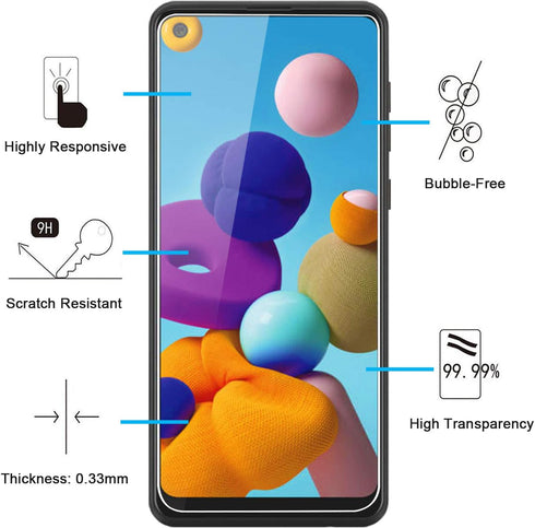 NEW'C [3 Pack Designed for Samsung Galaxy A21 Screen Protector Tempered Glass, Case Friendly Anti Scratch Bubble Free Ultra Resistant...