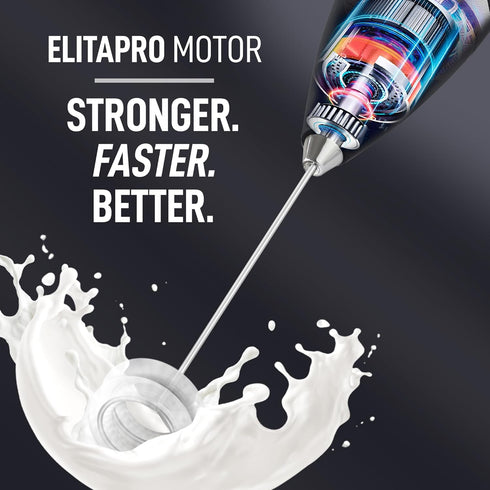 ElitaPro Powerful Milk Frother Wand - Handheld Coffee Frother - Mini Foam Maker With Stand - Whisk Drink Mixer & Foamer for Coffee, Latte, Cappucc...