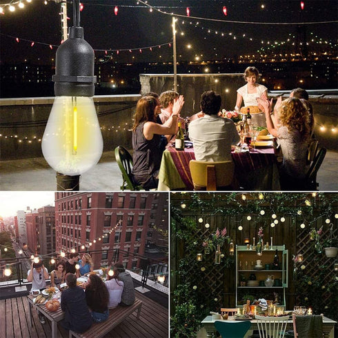 Jslinter 24-Pack LED 1W String Light Bulbs, S14 Plastic Shatterproof Edison Vintage Style Replacement 1 Watt Outdoor 2200K, Waterproof, Warm White...