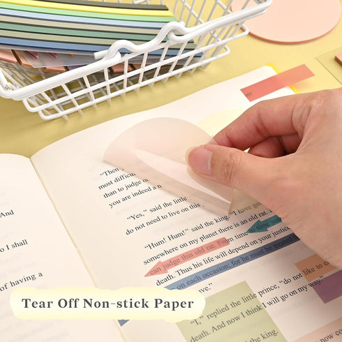 1180Pcs Transparent Vintage Sticky Notes, Waterproof Writable See-Through Highlighter Strips Translucent Index Page Tabs Clear Stickers for Home, ...
