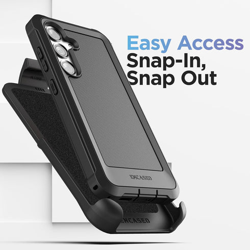 Encased Rugged Belt Case Designed for Samsung Galaxy S24 Plus Case with Holster Clip and Tempered Glass Screen Protector - Heavy Duty Protective C...