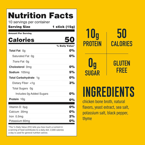 LonoLife Reduced Sodium Chicken Bone Broth Powder Mix | 10g Protein | Collagen-Rich, Keto & Paleo Friendly | Natural Ingredients | 10 Portable Sti...