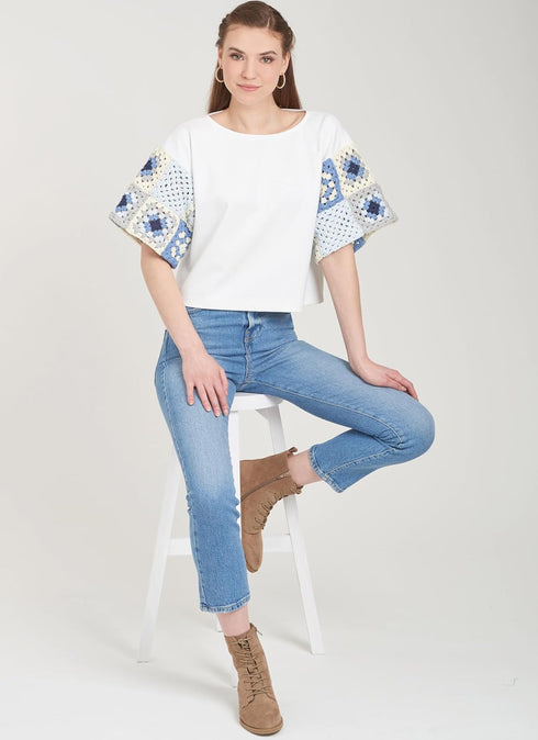 Simplicity SS9633AMisses' Crochet Top, Jacket and Bag Sewing Pattern Kit, Code S9633, Sizes XS-S-M-L-XL, Multicolor...