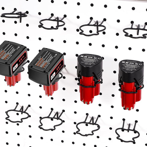 M12 Battery Pegboard Hooks, Milwaukee M12 Battery Holder, Battery Holder for Milwaukee M12 12V Batteries, Pegboard Tools Mount Organizer (6 PCS)...
