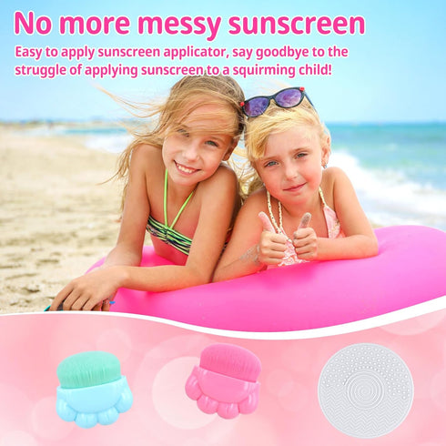 2pcs Sunscreen Applicator, Sunblock Buddy Brush with Protective Case Portable Sun Lotion Applicator Soft Bristle Foundation Sun Cream Brush Set wi...