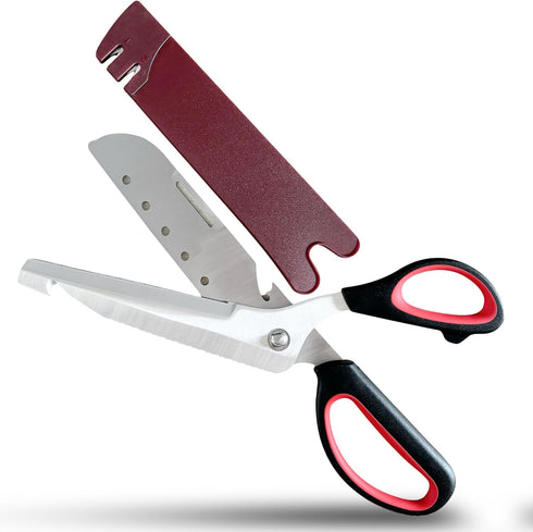 Multi-Purpose Kitchen Scissors with built-in knife sharpener - Camping Essentials for All-Purpose Cutting | Heavy Duty Stainless Steel Blades - Pe...