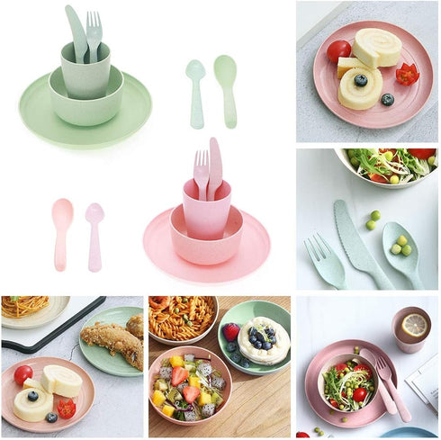 14Pcs Dinnerware Sets, Lightweight Healthy Plates, Soup Spoon, Bowls, Cups and Cutlery Sets- Dishwasher & Microwave Safe (Set for 2)...