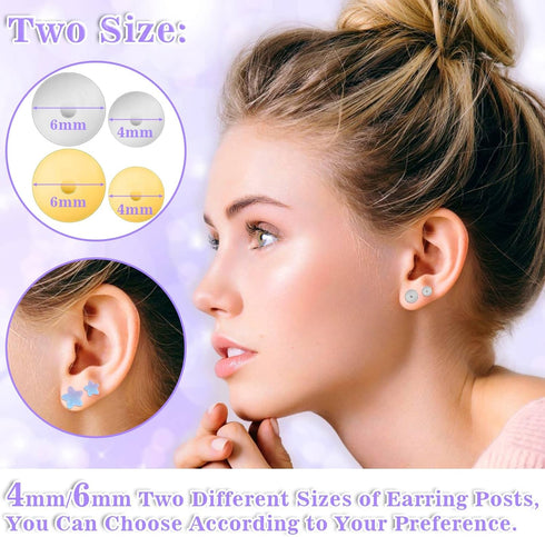 anezus Jewelry Glue with Earring Posts for Jewelry Making, 600pcs Stainless Steel Earring Posts and Backs Silver and Gold Earring Posts with Rubbe...