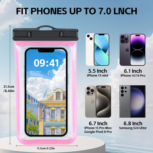 Waterproof Phone Pouch 2 Pack - IPX8 Waterproof Case for iPhone 15 14 13 12 Pro Max Plus Samsung Google Pixel, Up to 7.2 inch- Underwater Dry Bag ...