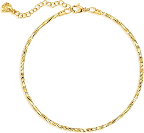 Gold Snake Chain Anklets for women,18K Gold Plated Dainty Adjustable Snake Chain Link Anklet Charm Summer Beach Anklet Jewelry...