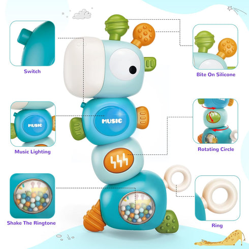 Baby Montessori Sensory Teething Toys for 3-6 6-12 Months, Food Grade Baby Teether, Newborn Infant Rattle Toys, Baby Shower Gifts, Learning Educat...