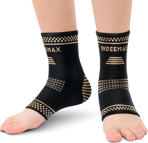 Copper Ankle Brace for Men and Women, Ankle Compression Sleeve Ankle Support Brace for Sprained Ankle, Plantar Fasciitis, Running, Foot Pain Relie...
