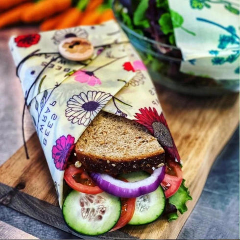 Bee's Wrap Vegan Beeswax Wraps for Food - Vegan Meadow Magic Sandwich Wrap - Made in USA Reusable Bread Bags - Organic & Eco-Friendly Alternative ...