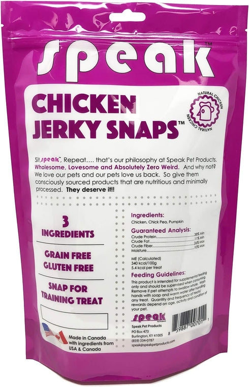 Chicken Jerky Snaps, Gluten and Grain Free Low Calorie Training Treat Snacks with Pumpkin, Perfect for Dogs 14 Ounces...