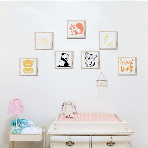 20 Pack Baby Shower Stencils for Onesie Decorating Kit Fabric Reusable Mixed Phrase Pattern Painting Stencils Small Animals Template for Painting ...