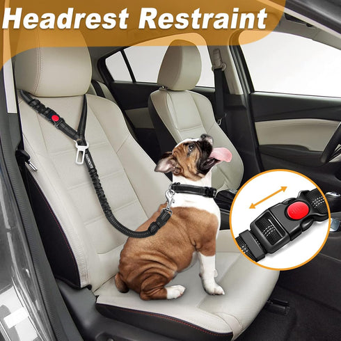 3 Piece Set Dog Seat Belt Retractable Dog Car Seatbelts Adjustable Pet Seat Belt for Vehicle Headrest Restraint Adjustable Heavy Duty & Elastic & ...