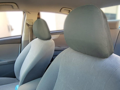 Universal Headrest Covers for Cars & Trucks – Set of 4 Solid Grey Polyester Covers with Foam Backing for DVD & TV Monitors for Most Vehicles – Dur...