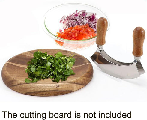 4.9 Inch Mezzaluna Knife - Sharp Double Blade Chopping Knife Pizza Cutter Rocker Knife Mezzaluna Salad Chopper Mincing Knife Stainless Steel Fruit...