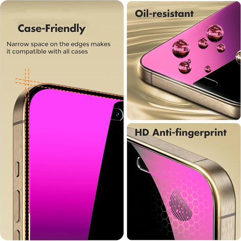 2 PACK Compatible with iPhone 15 Pro Compatible with iPhone 15 Privacy Screen Protector Gradient colorful 25 Degree Anti Spy Tempered Glass Anti B...