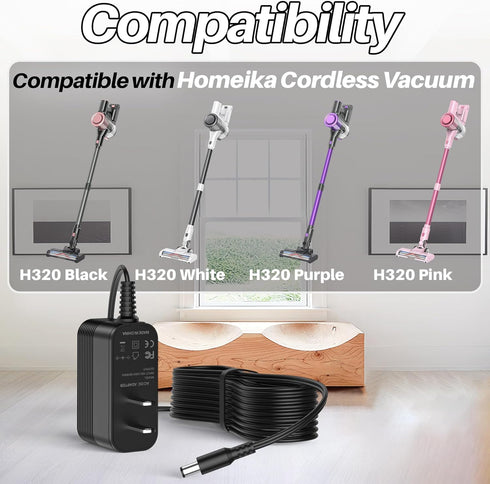 Charger for Homeika Cordless Vacuum Cleaner for Homeika H320 Cordless Vacuum 26.5V AC Adapter for Homeika Vacuum H 320 Cordless Stick Suction Vacu...