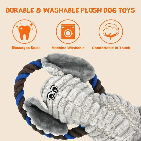 Rope Dog Toys for Small Dogs, Dog Tug of War Toys, Squeaky Dog Toys to Keep Them Busy, Interactive Dog Toys for Aggressive Chewers...