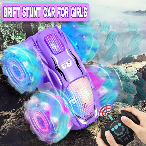 Remote Control Car,RC Stunt Cars Toy 360°Rotating Flips Racing Kids All Terrains Drift Cars with LED Controller,4WD 2.4GHz Double Side Monster Tru...