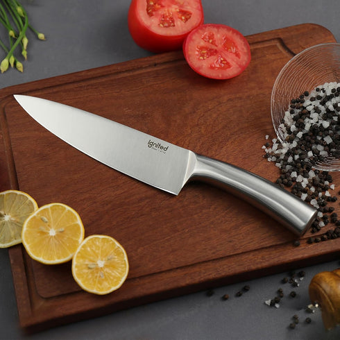8 inch Chef Knife, One-piece Full Metal Kitchen Knife, German 1.4116 High Carbon Stainless Steel Chef's Knife, Ultra Sharp Cooking Knife with Gift...