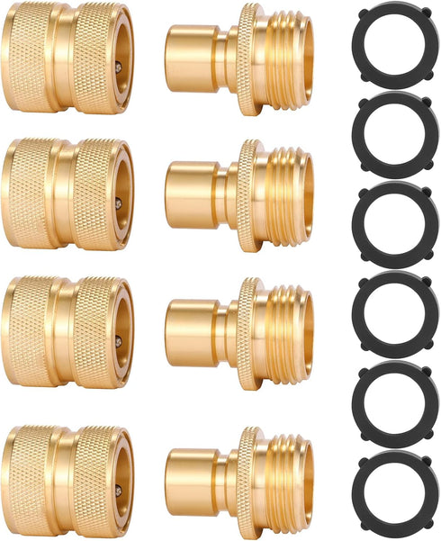 3/4 Inch Garden Hose Fitting Quick Connector Male and Female Set (4 Sets)...