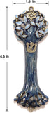 Bless This House with Tree of Life Mezuzah Case, Wooden Texture Design, Crafted with David Star for The Jewish Homes, Blue Indigo Color...
